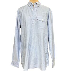 shirt BROOKS BROTHERS M blue supima cotton long sleeve collar slim pullover polo